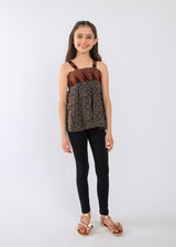 Coral Blue Goa Silk Midi Dress for Girl