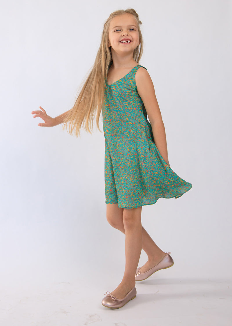 Cozumel Sea Green Midi Dress for Girl